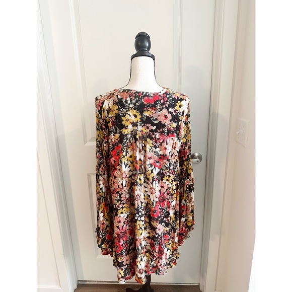 Umgee Floral Long Sleeve Dress - Red, Yellow, and Black - Picture 4 of 10